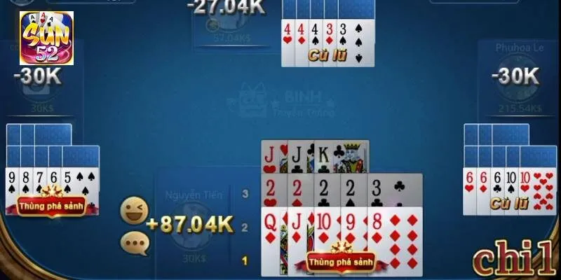 Thùng phá sảnh là liên kết có độ mạnh cao nhất trong game mậu binh